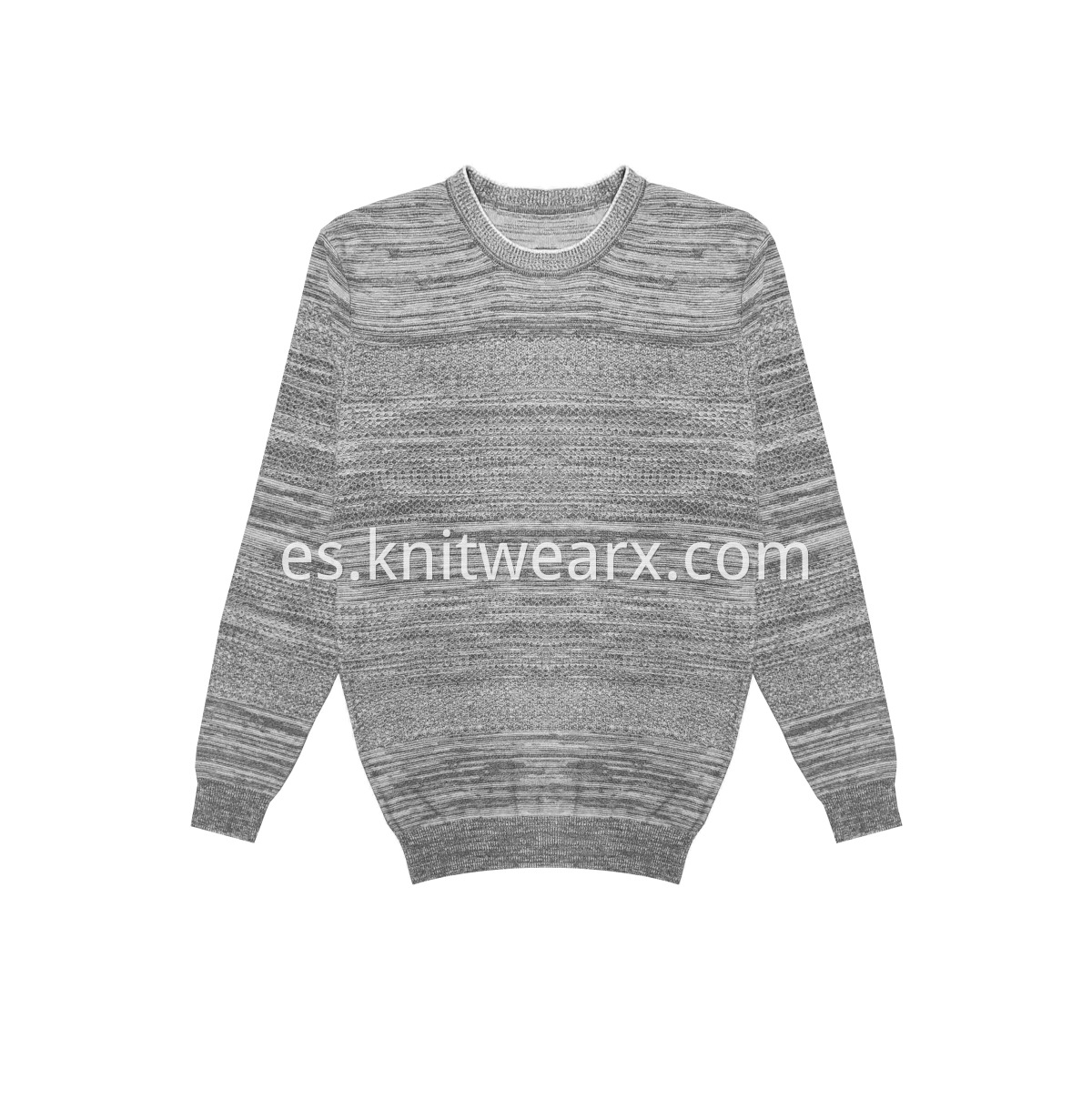 Men's Knitted Sweater Charcoal AB Yarn Crewneck Pullover